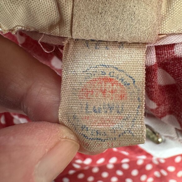 Vintage 1950s Red & White Polka Dot Button-Up House Dress With Short Sleeves - Picture 5 of 16